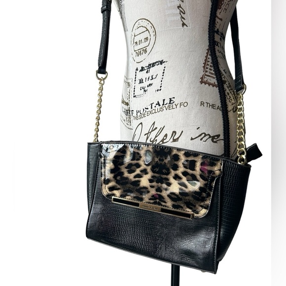 NWOT Anne Klein black and gold with animal print shoulder purse - Picture 3 of 13